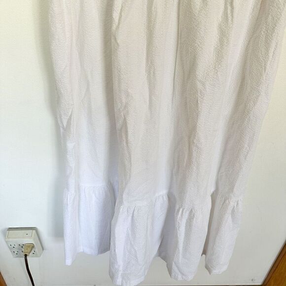 J. Crew Factory Women’s White Seersucker Tie Front Midi Dress - Picture 5 of 13